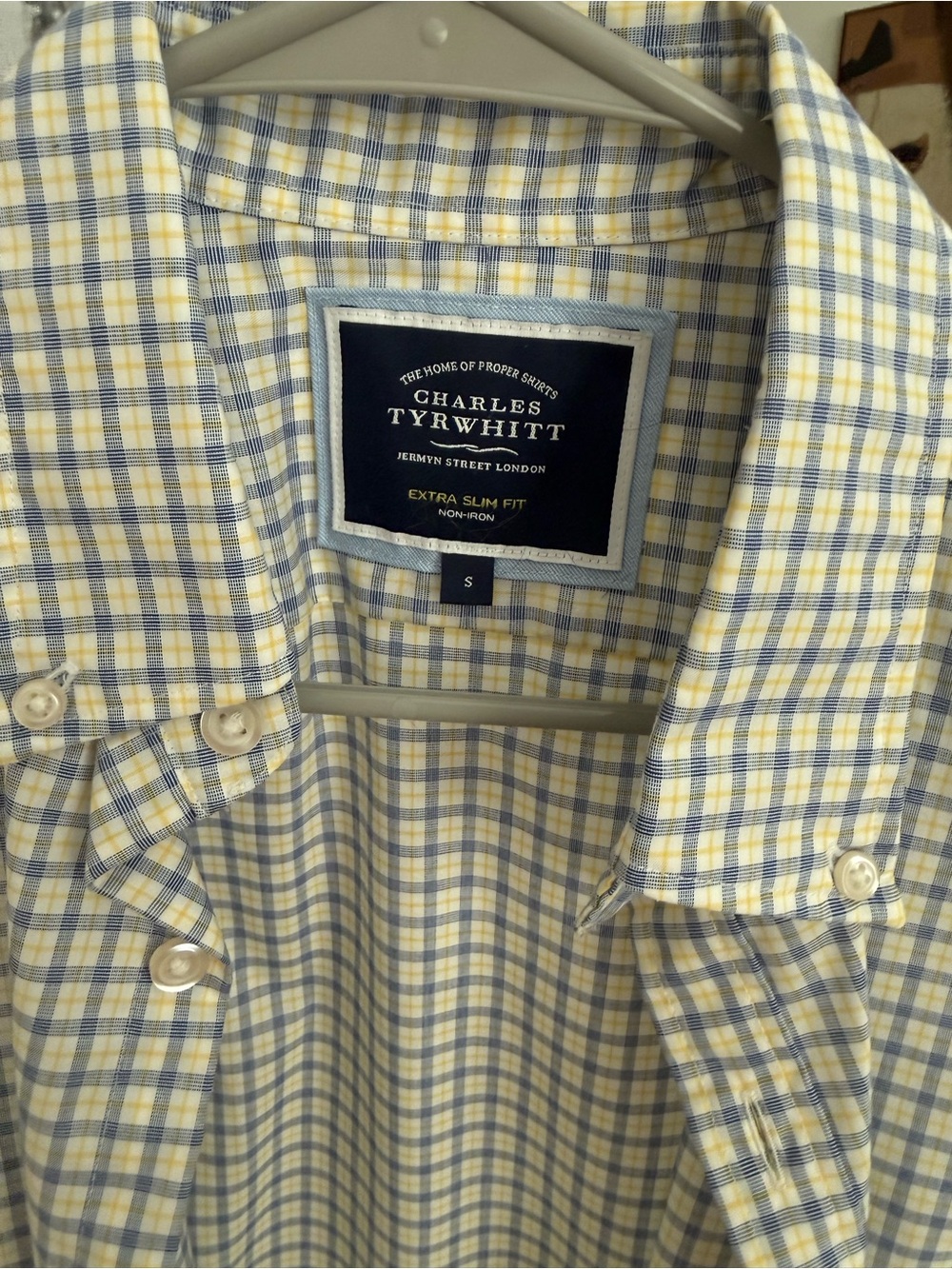 Charles Tyrwhitt Yellow and Blue Checked Dress Shirt